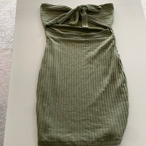 Windsor Olive Green Strapless Cutout Mini Dress - Size S